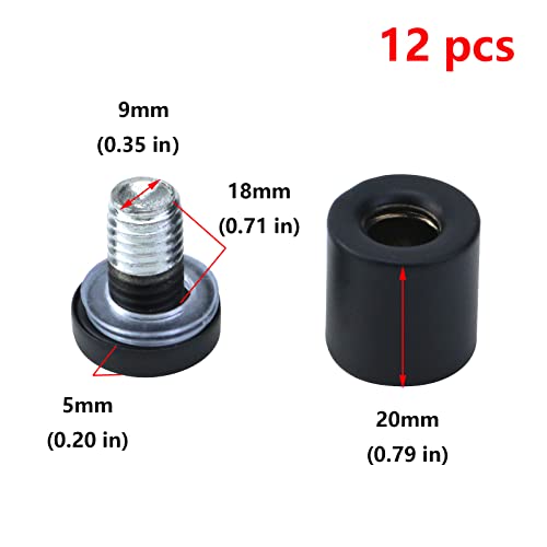 Image of Antrader Glass Standoff,12-Pack Wall Mount Standoff Holder Screws,3 /4 inch x 1 inch | Matte Black Stainless Steel Advertise Fixing Pin Sign Mounting Hardware,Clear Rubber Gasket Anti-Scratch Protection