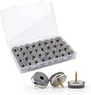 FACIACC Furniture Felt Pads, Floor Protectors Chair Glides with Screw, 32pcs 28mm Diameter Felt Slides Pads, Non-Slip Chair Sliders Prevents Scratches and Noise (Grey 32PCS)