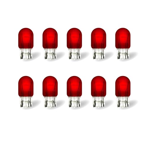 Rafeal Auto 7443 Red Light Bulb 10 Pack,T20 Automotive Brake Light Turn 7443 Miniature Bulb Mini Bulb Taillight Turn Signal Light,Replacement for Cars,Trucks,SUVs