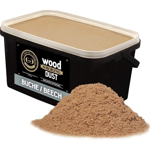 GRILLGOLD Räuchermehl Wood Smoking Dust. Zum räuchen und kalträuchern von Fisch, Fleisch und Gemüse auch für BBQ und Grill geeignet. In Wiederverschliessbaren-Eimer befüllt mit 5,5 Liter Buche