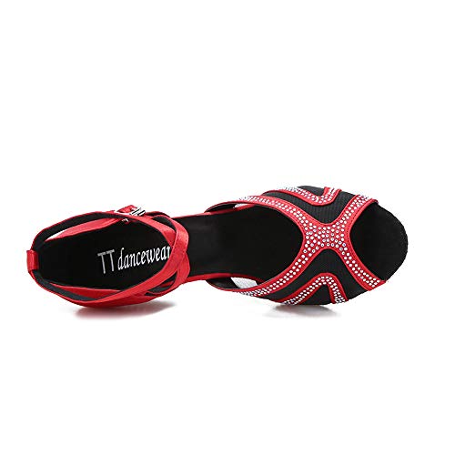 Image of TTdancewear Rhinestones Ballroom Dance Shoes Women Latin Salsa Bachata Performance Dance Shoes Suede Sole