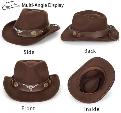 Kids Western Cowboy Hat for Boys Girls - Felt Fedora-Jazz-Hat for Kids 2-6Years3