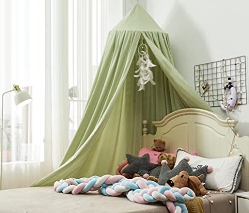 Image of Mengersi Bed Canopy for Girls, Round Dome Canopy Curtains Room Decoration Princess Castle, Dreamy Mosquito Net Bedding (Sage Green)