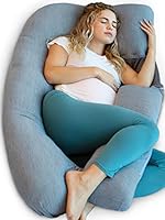 PharMeDoc Pregnancy Pillow, U-Shape (Light Blue, Detachable) Full Body Pillow and Maternity Support - Support for Back,...