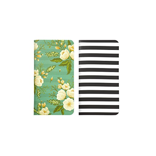 Webster's Pages, NP108, Black & White Stripes/Green Floral, Notepad - Pack of 2
