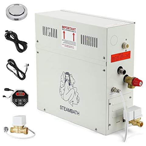 CGOLDENWALL 9KW Luxury Self-draining Steam Generator Shower Sauna Bath Home Steam Bath Spa Generator with waterproof Control and Auto Drain 95-131℉ For suitable space heating 8.5 m³ (300 ft3) Cover