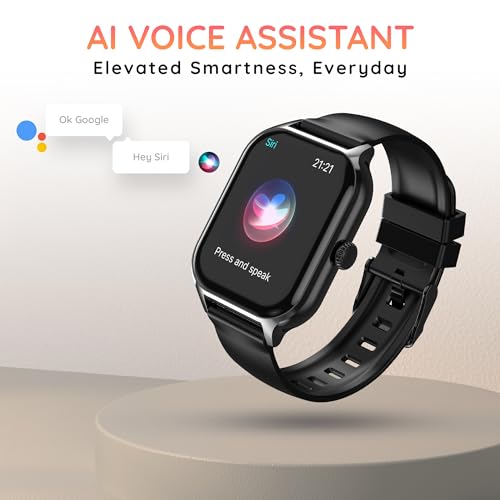 Image of Pebble Elevate 1.99 inch (5.05 cm) Infinite Display, BT Calling, Health Suite, Multi Sports Mode, Multiple Watch Faces, AI Voice Assistance, Sleep Monitor, Alarm & Notification - Jet Black