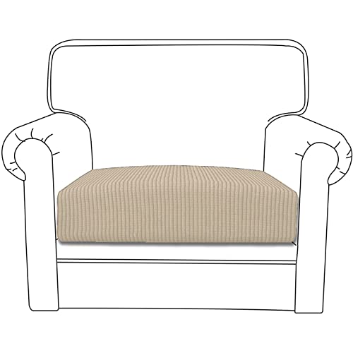 Dioxide Housse de Coussin Extensible Coussin de Jacquard Canapé Housse de Protection pour Meubles Housse de Siège de Canapé (1 Place,Sable léger)