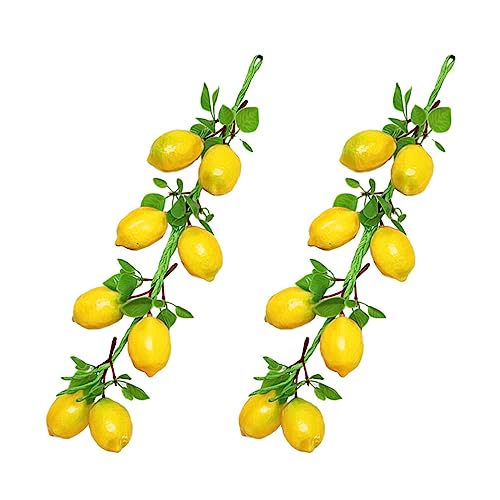 PRETYZOOM 2pcs Artificial Lemon Strings: Lifelike Lemon Hanging Bunches, Fake Fruuits Photography Props, Simulation Lemon Hanging Ornaments for Summer Decoration