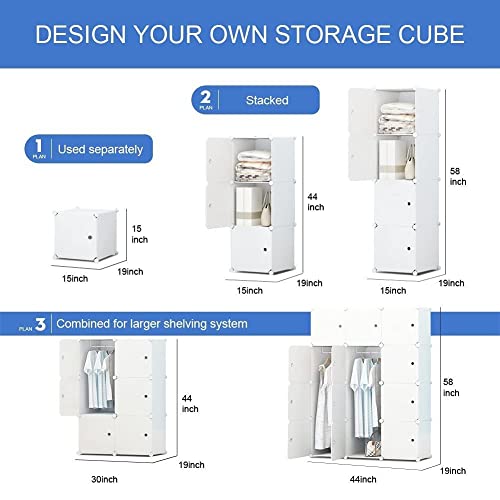 Aeitc Large Storage Cubes- 14''X 18'' (12 Cube)-Clothes , Diy , Closet Organizer With Doors, Modular Bookshelf Units, Toy Organizer, White #TOP5