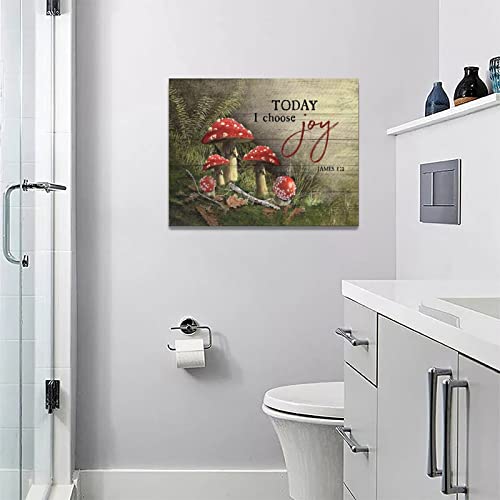Red Mushroom Wall Art Mushroom Pictures Wall Decor Canvas Print Forest Painting Modern Home Framed Artwork For Bathroom Bedroom 12"X16" #TOP5