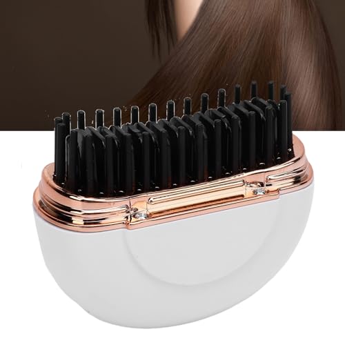Cepillo alisador inalámbrico para cabello 2 en 1 blanco miniatura 6