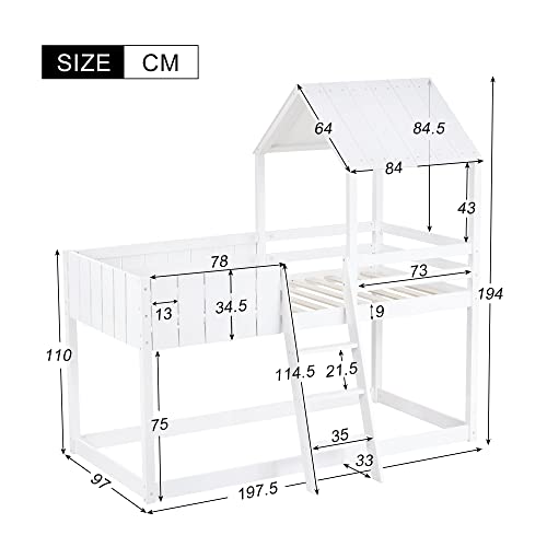 LTGB Wooden Cabin Beds, Treehouse Canopy, 3 FT Single Loft Bed with Ladder and Guard Rail, Mid-Sleeper Bunk Beds Shaped with Space-Saving Design(White-90 * 190 cm)【UK Fast Shippment】 2 LTGB Wooden Cabin Beds, Treehouse Canopy, 3 FT Single Loft Bed with Ladder and Guard Rail, Mid-Sleeper Bunk Beds Shaped with Space-Saving Design(White-90 * 190 cm)【UK Fast Shippment】 - Image 2
