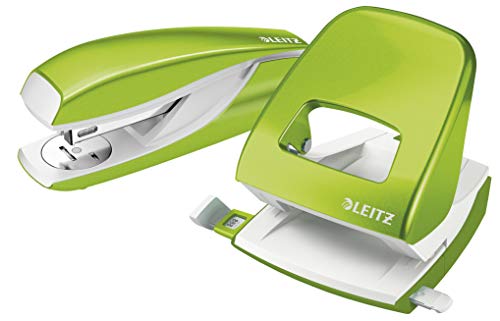 Leitz 50951054 Stapler and Hole Punch Set, Staple or Punch Up to 30 Sheets, Includes Staples, WOW Range, Green