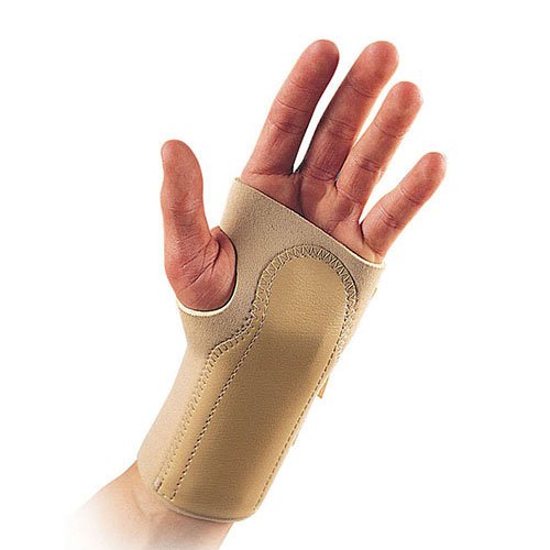 Muñequera de neopreno, derecha, mediana, 19 cm, beige, soporte integral para la palma, ideal para tendinitis, esguinces y lesiones de muñeca, calor terapéutico y compresión, cuenta con abucción del