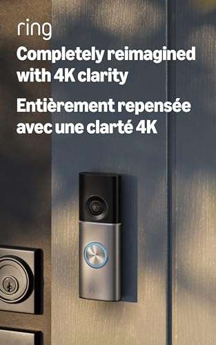 Ring Wired Doorbell Pro (Newest Model) — Retinal 4K with wide-angle video, 10x Enhanced Zoom, and Low-Light Sight, Deep Silver