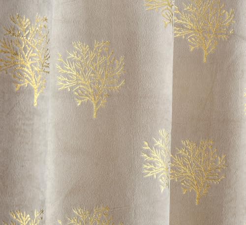 Image of Premium Velvet Window Curtains /Drapes for Drawing Room /Bedroom /Living Room Door - 4x7 feet - Set of 3 Pcs of Panels, Cream & Maroon