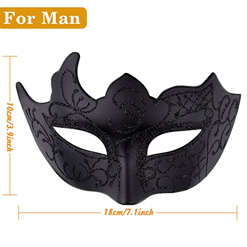 SIQUK Couple Masquerade Masks Set Venetian Party Mask Plastic Halloween Costume Mask Mardi Gras Mask for Women and Men