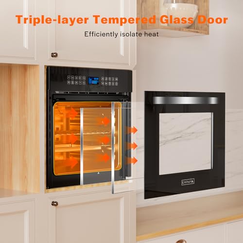 Empava EMPV-24WOC17-LTL 24 Inch 10 Cooking Functions W/Rotisserie Electric Led Digital Display Touch Control Built-In Convection Single Wall Oven thumb #4