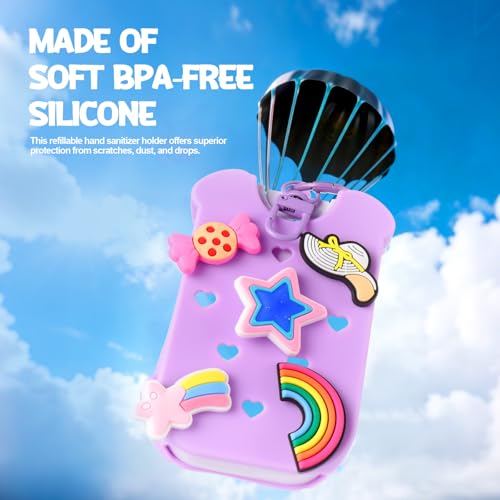 Image of Mity rain Hand Sanitizer Spray Case Compatible With Touchland, Cute Silicone Hand Sanitizer Holder Keychain with 4 Charms, Portable Refillable Sanitizer Accessory, Gift for Women And Teens