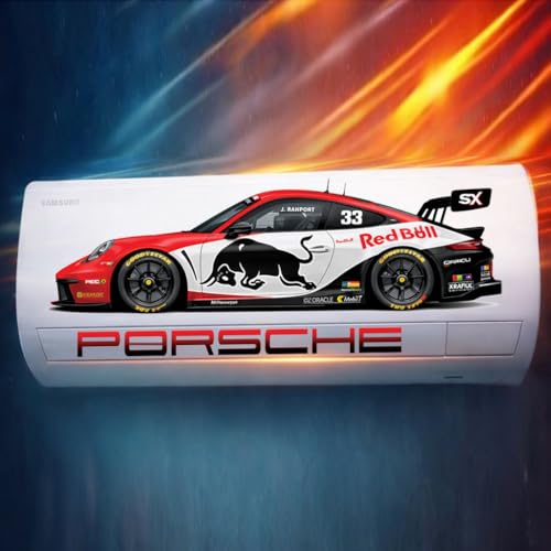 Image of Trending Porschhe 911 Racing AC Sticker, Air Conditioner Premium Vinyl, HD Gloss Finish, 24 Inches, for AC, Wall, Door, Glass (White)