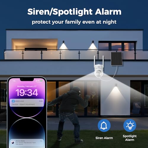 Hiseeu Solar Camera Outdoor, 4MP Wireless Battery Camera, PTZ 360° View, PIR Motion Detection, Color Night Vision, IP66, 2-Way Audio, 2.4G WiFi, No Monthly Fee by Hiseeu - Used condition - Image 5