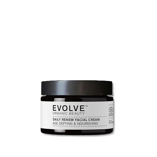 Evolve Organic Beauty - Crema facial natural Daily Renew  Lote pequeño, belleza vegana limpia (1 oz  30 mL) El embalaje puede variar