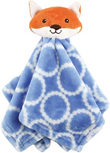 Hudson Baby Unisex Baby Animal Face Security Blanket, Blue Fox, One Size