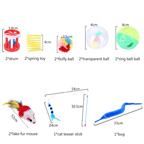 Pacote de classificação de brinquedos para gatos interativos Adaskala com 14 unidades, incluindo tam