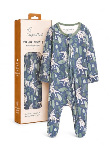 Image of Copper Pearl Zip-Up Footie Baby Pajamas - Soft Newborn Onesies for Boys & Girls, Tag-Free with Two-Way Zipper Baby Sleepers for Newborn - 24 Months, Jurassic Park