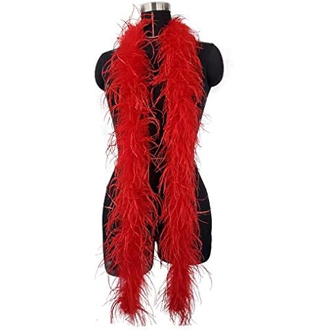 2 Yards 30g Fluffy Marabou Ostrich Feather Trim for DIY Craft Sewing Trim Home Wedding Party Decoration-Red Cover