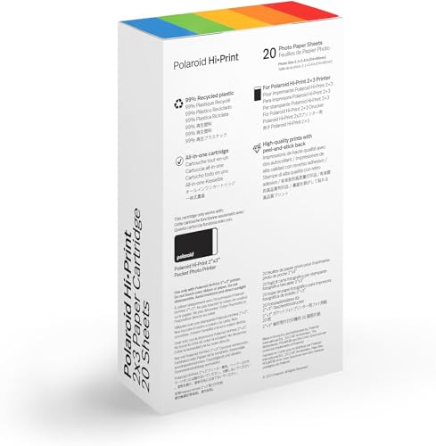 Polaroid Hi Print 2x3 Paper Cartridge, Peel and Stick, 2 Pack (40 Photos) with a Microfiber Cleaning Cloth