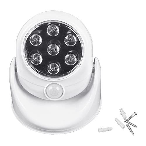 Kisbeibi 7LED Security PIR Automatic Night Light 360° Motion Sensor Spotlight, Battery Operated Outdoor Lights for Garage, Yard, Porch, Patio