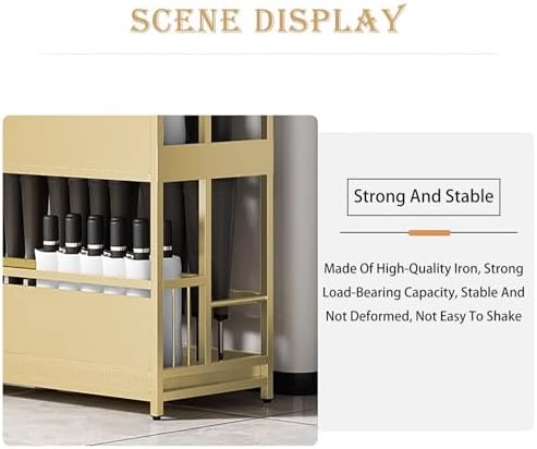 Large Metal Umbrella Holder with Removable Drip Tray - Freestanding Rectangular Umbrella Rack for Entryway, Corner Space - Commercial-Grade Storage Solution, No Installation Needed