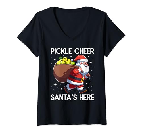 Pickleball Christmas Funny Santa Player Tournament Xmas Camiseta Cuello V