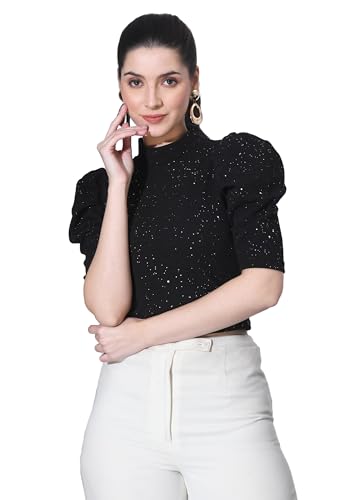 Image of IUGA Women Embellished Round Neck 3 /4 Sleeve Top