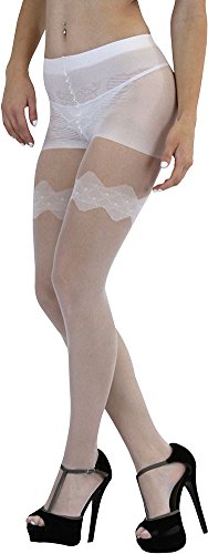 Image of ToBeInStyle Women's Faux Print Suspender Garter Sheers Pantyhose