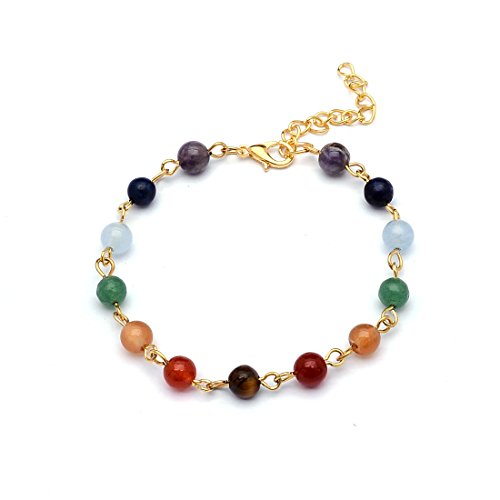 sedmart 7 Chakra Stone Rainbow Quartz Bracelet for Women Men Fathers Day Gift