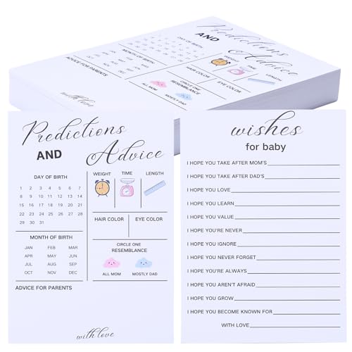 50 Cards For New Parents To Print Party Baby Prediction And Advice Cards - Baby Bath Game, Blessings For Mom And Dad, Gender Revealing Girl or Boy