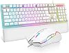 Combo RedThunder K10 teclado y mouse gamer alámbrico con reposamuñecas, retroiluminación RGB, teclado mecánico feel anti-ghosting + mouse 7D 7200 DPI + reposamuñecas de cuero suave, accesorios 3 en 1 para PC gamer (blanco) 2