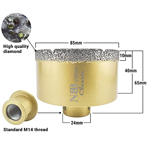 NBB vacuum brazed diamond hole saw with M14, Classic Golden type - Image 2