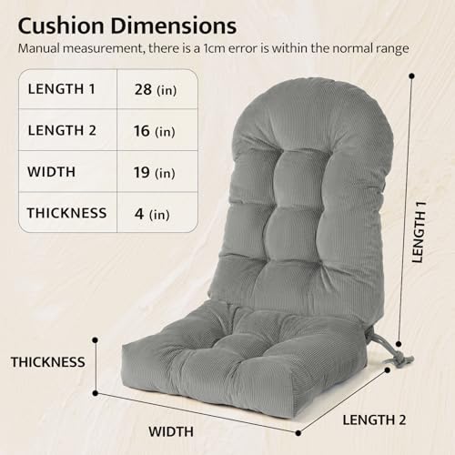 Image of mudilun Adirondack Chair Cushion 44x19x4in for Indoor Rocking Chair Pads | High-resilience foam particles,Thick Tufted, Anti-Slip with Ties,Fits most high back indoor Adirondack & rocking chair Pads