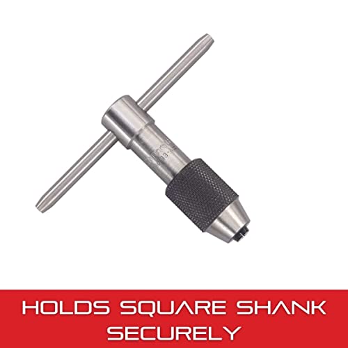 Image of Starrett T-Handle Tap Wrench - Ideal for Holding Taps, Drills, Reamers and Small Tools - 1 /16-3 /16 inch Capacity Tap Size, 2 inch Body Length, 1 /16-5 /32 inch Square Shank - 93A
