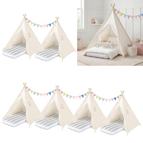 6 Pack Teepee Tent for Kids with Inflatable Airbed, Light,