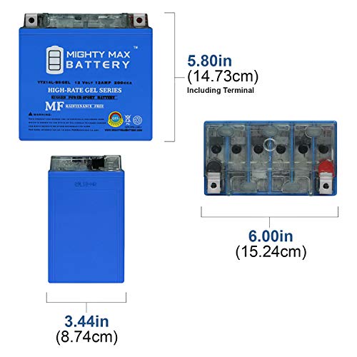 Mighty Max Battery YTX14L-BS GEL -12 Volt 12 AH, GEL Type, 200 CCA, Rechargeable Maintenance Free SLA AGM Motorcycle Battery by Mighty Max Battery - Image 2