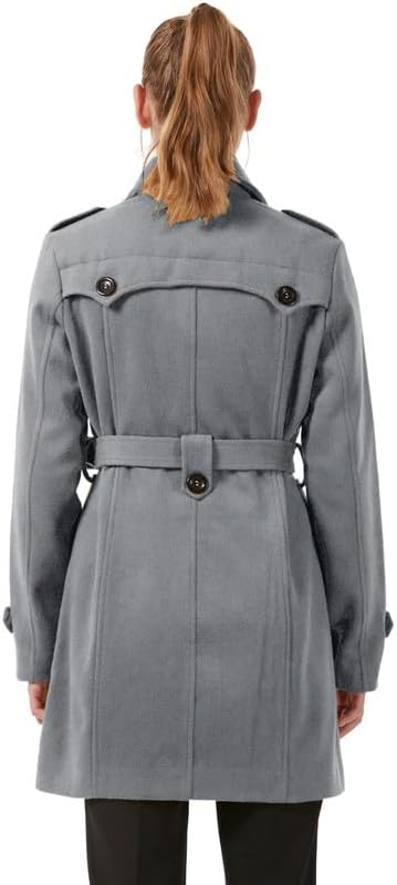 KVE Women's Classic Double Breasted Pea Coat Winter Mid-Long Slim Trench Coat with Belt - Image 4