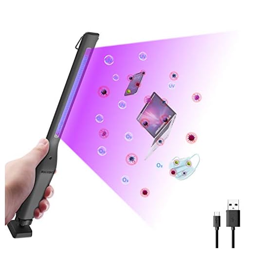 MXLEGNT Lámpara de Desinfección UV, Esterilizador Portátil USB 254nm UVC+Ozone, Esterilización Eficiente 99.99%, Temporizador de 30Minutos, Desinfección, Desodorización y ácaros Multifunción.