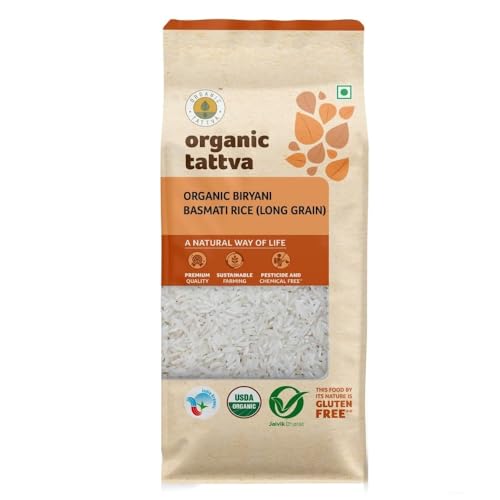 Image of Organic Tattva, Organic Biryani Basmati Gluten Free and Unpolished Rice, 1Kg