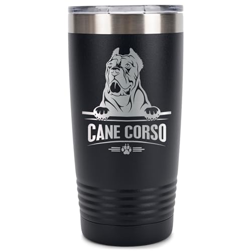 Cane Corso Navy Blue 20 ounce Stainless Steel Metal Vacuum Insula...