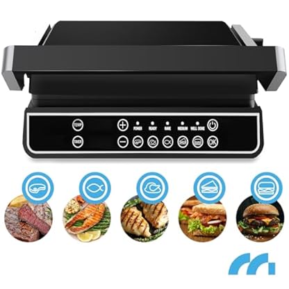 MalTec Kontaktgrill mit Auffangschale SM5000W-PRO Elektrogrill 2500W Panini Sandwichmaker, 3 Frittierstufen, 5 Programme, Abnehmbare Platten – Bild 8